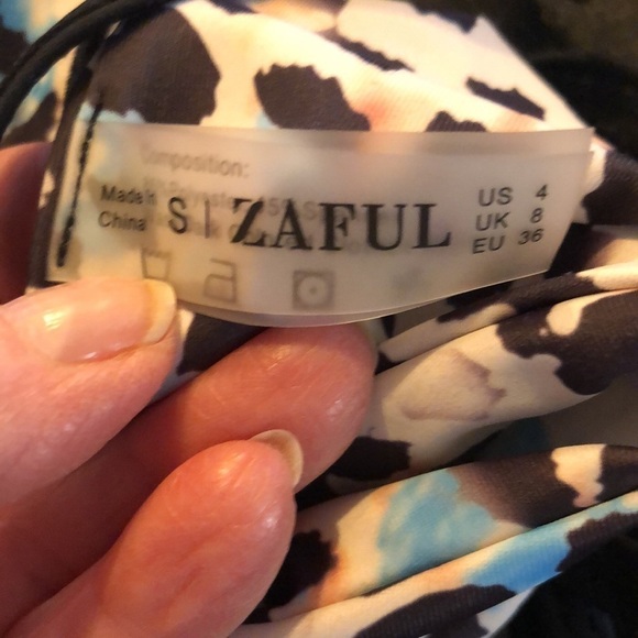 ZAFUL NWOT Animal Print String Bikini in Blues, Pinks, and Black Size 4 - Picture 7 of 8